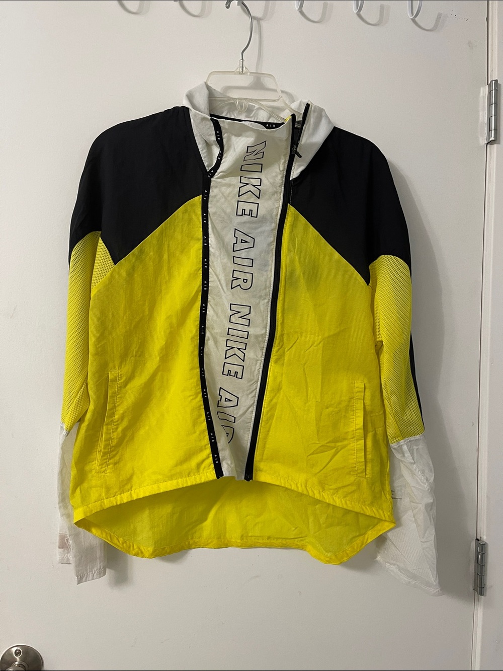 Nike Yellow, Black & White Hooded Rain Jacket